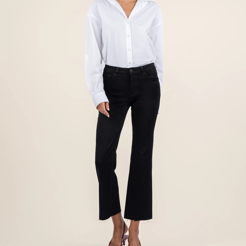 Kut From The Kloth Mid Rise Kelsey Ankle Flare in Black Size 0